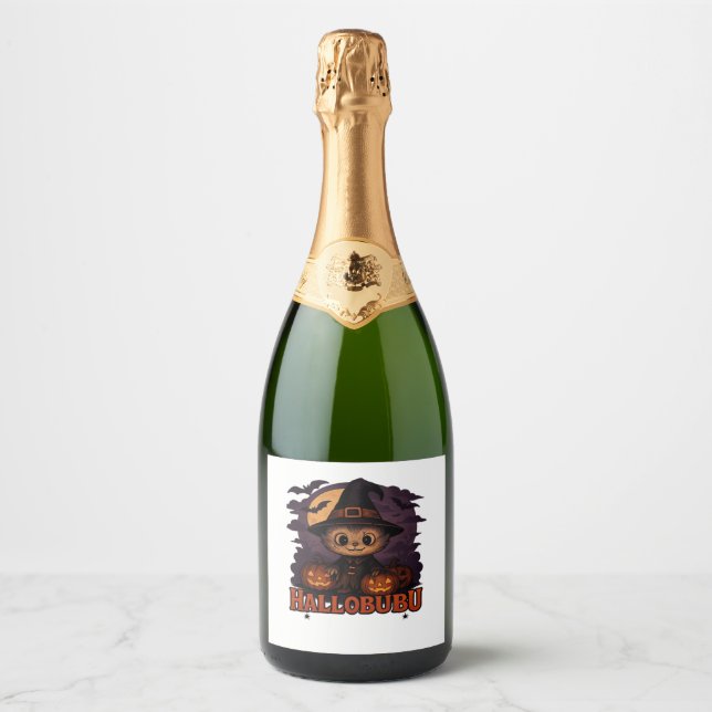 Hallobubu Halloween Cute & Spooky Witch Cat T-Shir (Framsida)