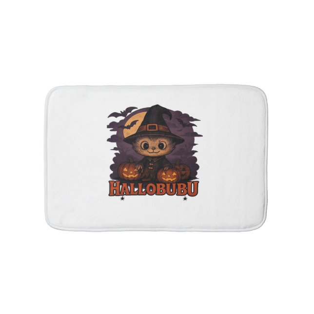 Hallobubu Halloween Cute & Spooky Witch Cat T-Shir Badrumsmatta (Framsidan)