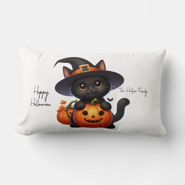 Hallocat halloween Citrouille Family Lumbarkudde (Framsida)