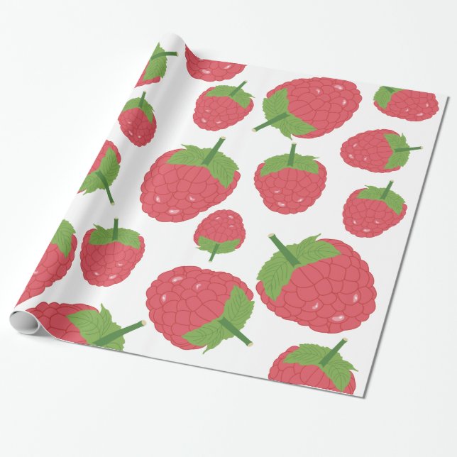 Hallon Frukt Design Presentpapper (Utrullad)
