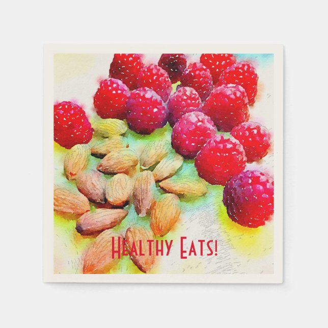 Hallon och Almonds Watercolor Pappersservett (Framsidan)