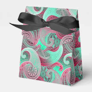 Hallon och Aqua Paisley Damask Pattern Presentaskar