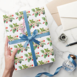 hallon och Blommar på vita Presentpapper