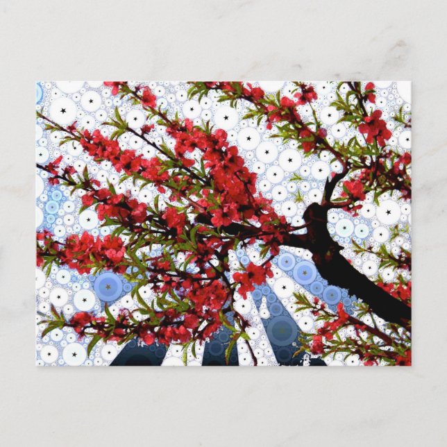 Hallon och Cream Blommar Gren vykort (Framsida)