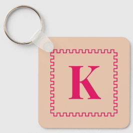 Hallon och Desert Sand Square Gräns Monogram Nyckelring