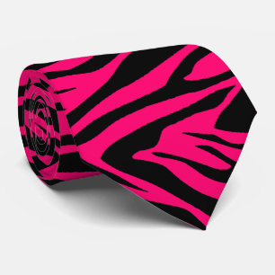 Hallon och svart för zebra tryck rosa slips