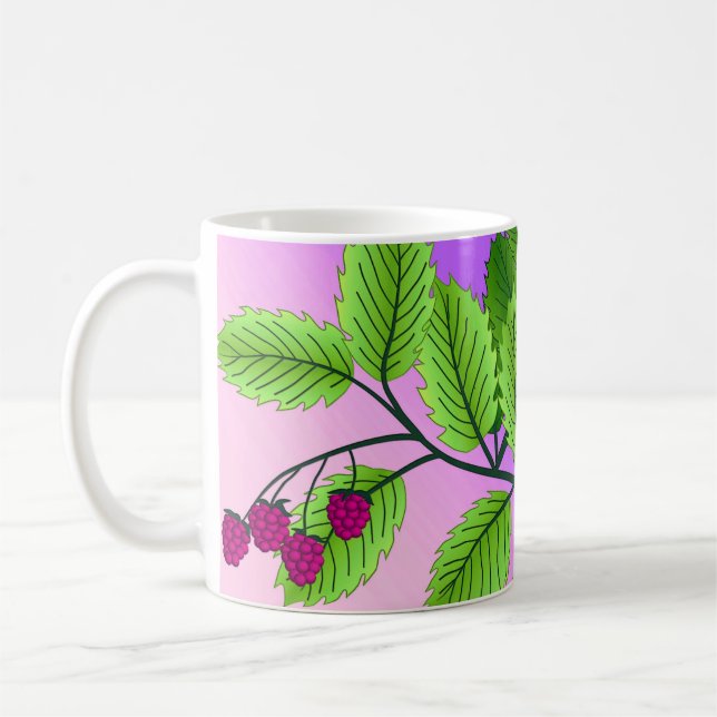 Hallon på gren kaffemugg (Vänster)