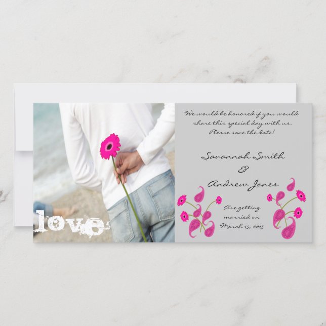 hallon Paisley & Gerbers på Grått Spara datum Spara Datumet (Framsida)