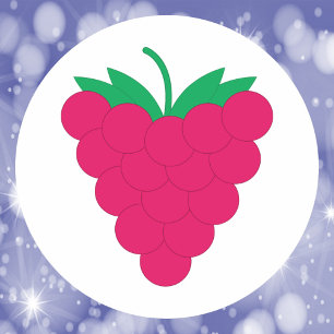 Hallon Rosa Frukt Bär Runt Klistermärke