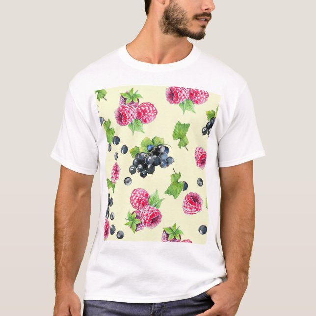 Hallon, strömmande vattenfärg mönster t shirt (Framsida)