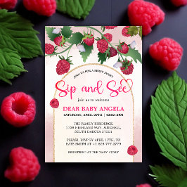 Hallon Sweet Watercolor Baby Shower Sip och se Inbjudningar