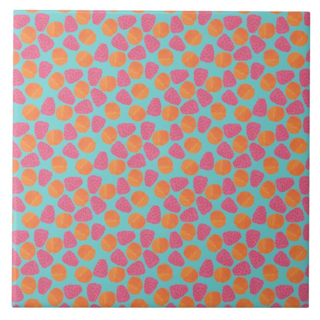 Hallon Tangerines on Bright Turquise Blue Kakelplatta (Framsidan)