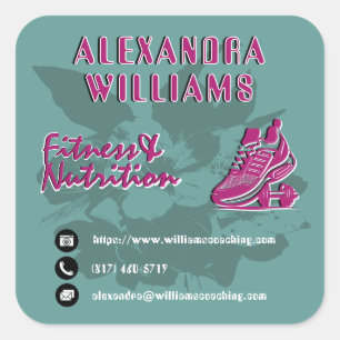 Hallon Teal Blomstrade Fitness & Nutrition  Fyrkantigt Klistermärke
