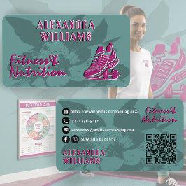 Hallon Teal Flourerad Fitness & Nutrition Visitkort