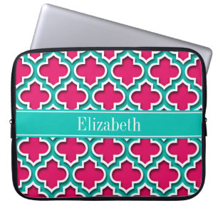 hallon, Teal Moroccan #5DS Teal Namn Monogram Laptop Sleeve