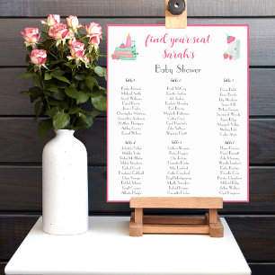 Hallonbabyklänning Baby Shower Sittplatskarta Poster