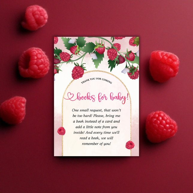 Hallonbär, babyskor Bokar för Baby Tilläggskort (Raspberry Sweet Baby Shower Books for Baby Enclosure Card)