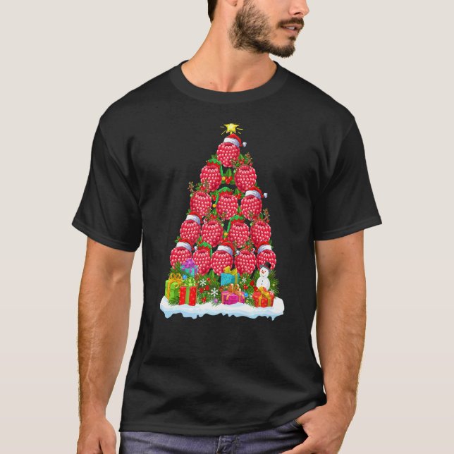 Hallonbär Fruit Julafton Träd Lighting Santa Raspb T Shirt (Framsida)