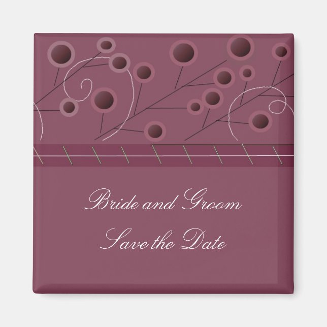 Hallonblommig Save the Date Magnet (Framsidan)