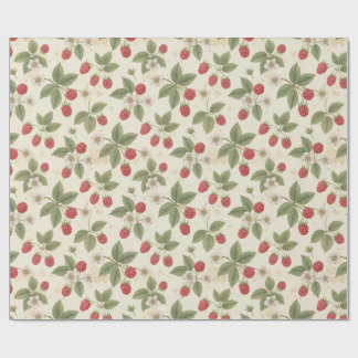 Hallonen frukt klasar med blad och blomning  presentpapper