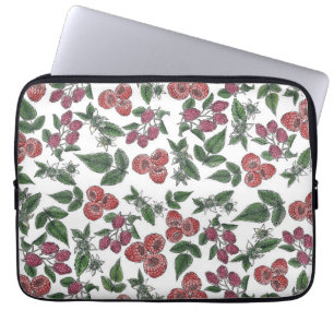 Hallonen Fruktblad Illustrationsmönster Laptop Fodral