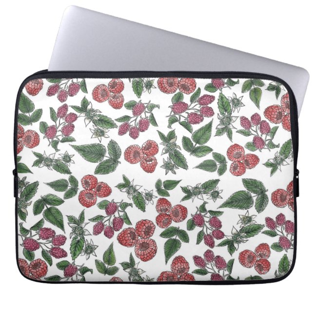Hallonen Fruktblad Illustrationsmönster Laptop Fodral (Framsidan)