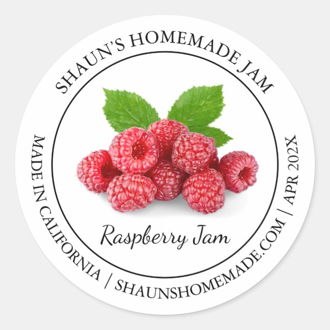 Hallonmarmelad Modern etikett (Framsida)