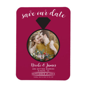 Hallonrosa vigselring foto save the date magnet