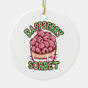 Hallonsorbet julgransprydnad keramik