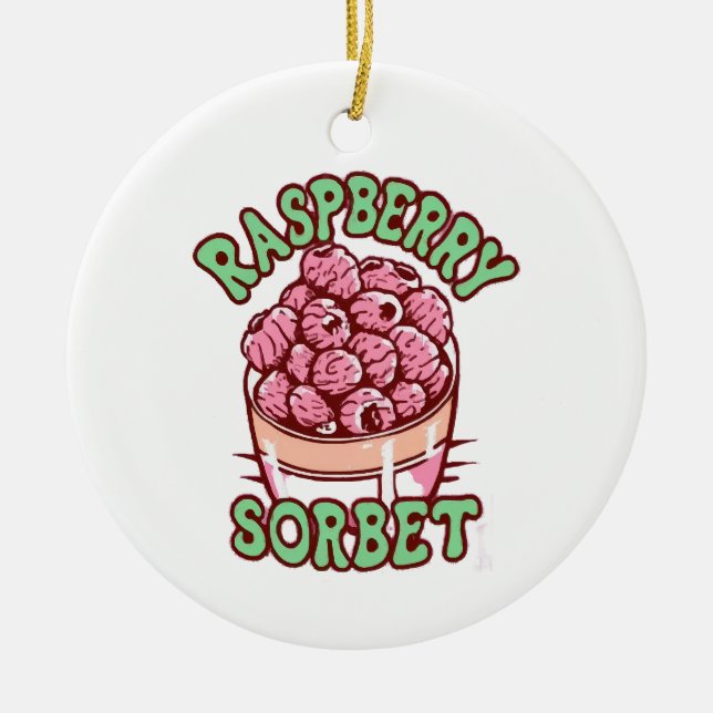 Hallonsorbet  julgransprydnad keramik (Framsidan)