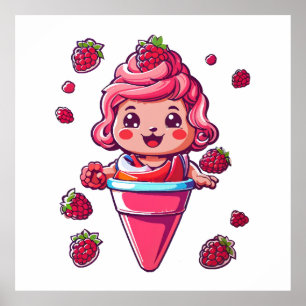 Hallonsorbet Kawaii Poster