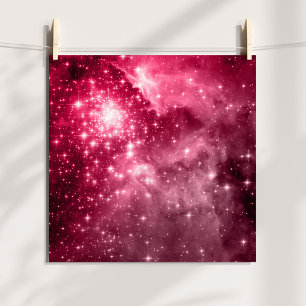 Hallonstjärnor Färgat Celestialt Foto Poster