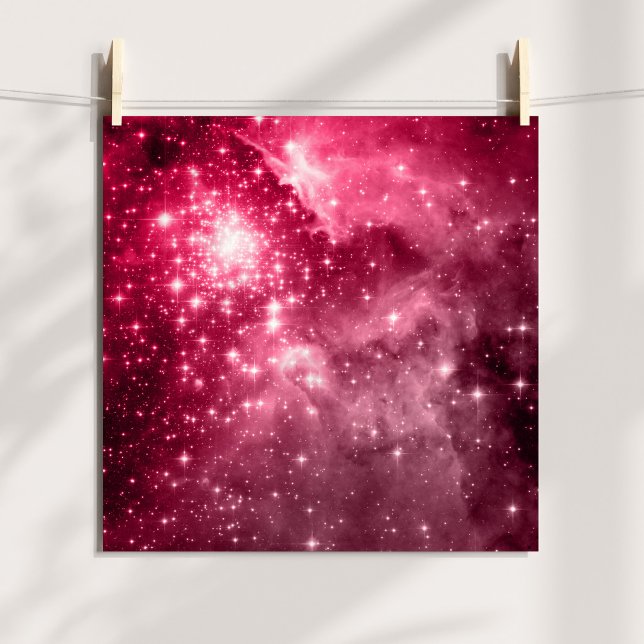 Hallonstjärnor Färgat Celestialt Foto Poster (Raspberry Stars Tinted Celestial Photo Poster)