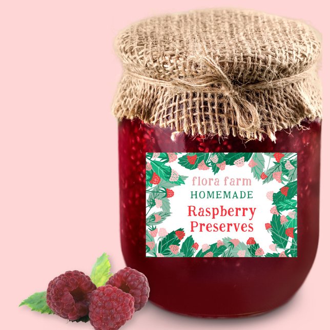 Hallonsylt Ram Anpassad Hemmagjord Mat Etiketter (Raspberry Frame Custom Homemade Jam Food Label
)