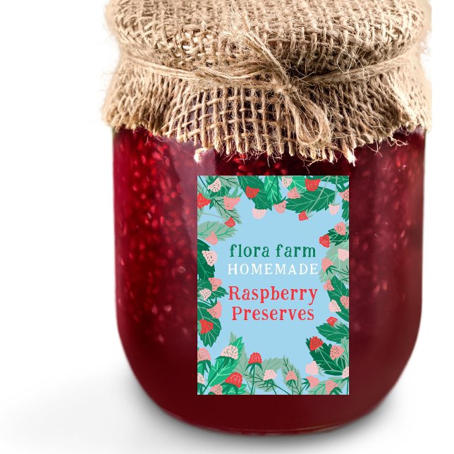 Hallonsylt Ram Anpassad Hemmagjord Sylt Mat Etikett (Raspberry Frame Custom Homemade Jam Jelly Food Label
)