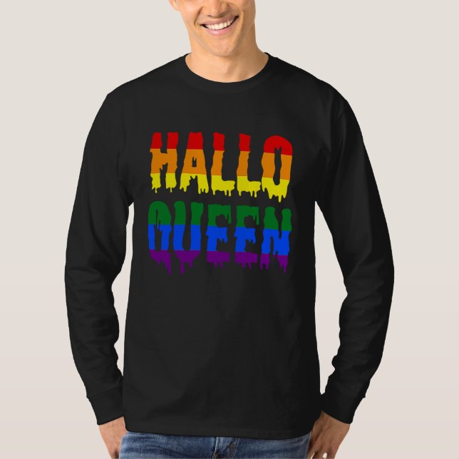 Halloqueen  Halloween LGBT Gay Pride Costume T Shirt (Framsida)