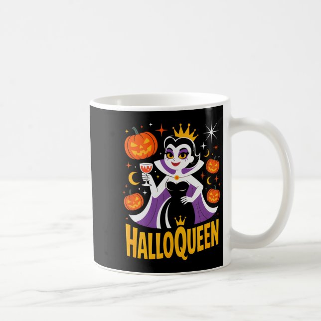 Halloqueen Retro Vamre Queen Halloween Pumpkins Ba Kaffemugg (Höger)