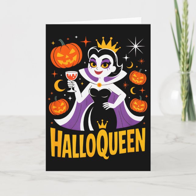 Halloqueen Retro Vamre Queen Halloween Pumpkins Ba Kort (Framsida)