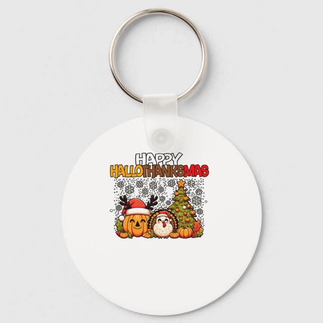 HalloTackMas Funny Cute Halloween Thanksgiving C Nyckelring (Framsida)