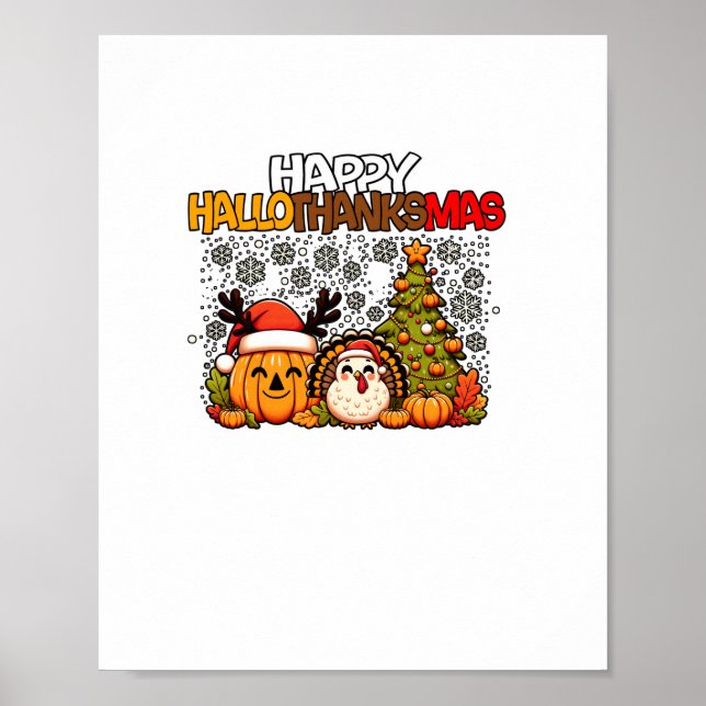 HalloTackMas Funny Cute Halloween Thanksgiving C Poster (Framsidan)