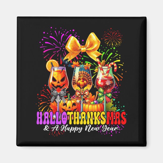 Hallothanksmas &amp; A Happy New Year Fireworks Wi Magnet (Framsidan)