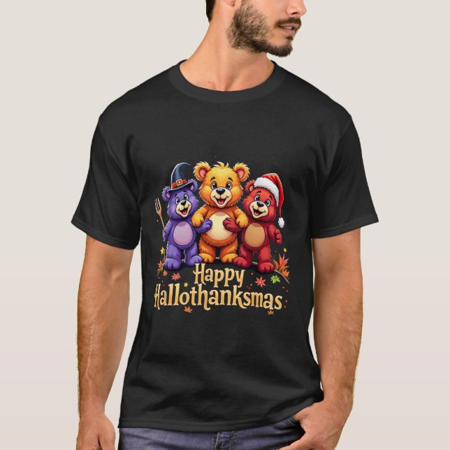Hallothanksmas Bears Tee Halloween Thanksgiving Ch (Framsida)
