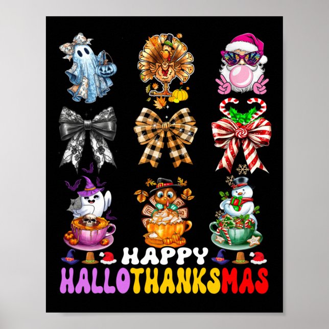 Hallothanksmas Coquette Bow Halloween Thanksgiving Poster (Framsidan)