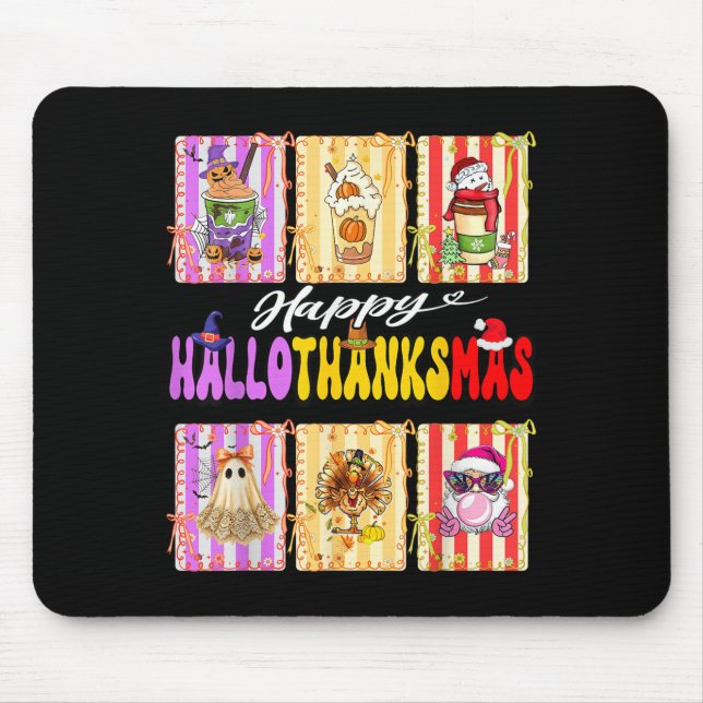 Hallothanksmas Cute Turkey Santa Halloween Thanksg Musmatta (Framsidan)