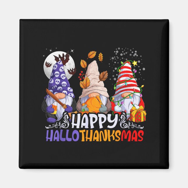 Hallothanksmas Gnomes Halloween Thanksgiving Chris Magnet (Framsidan)