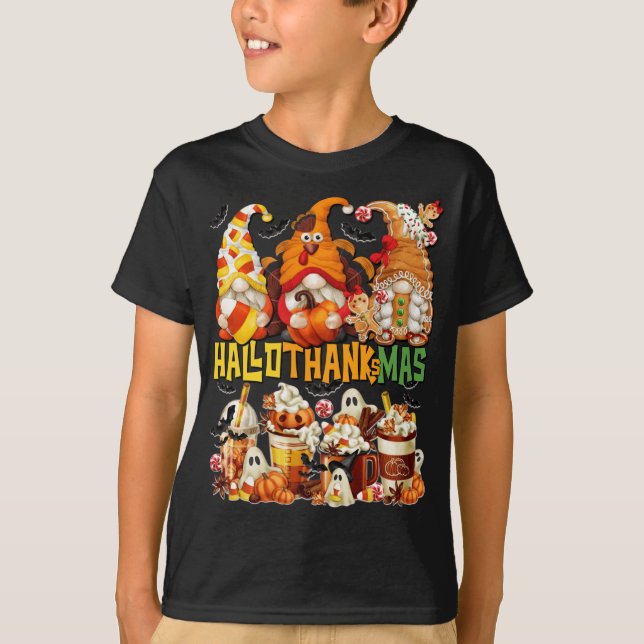 Hallothanksmas Gnomes Halloween Thanksgiving Chris T Shirt (Framsida)