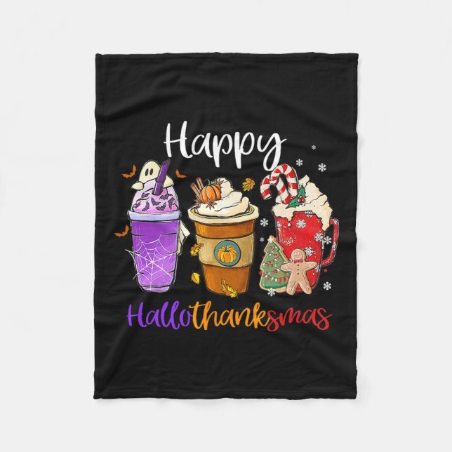 Hallothanksmas Gnomes Halloween Thanksgiving Merry Fleecefilt (Framsidan)