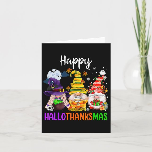Hallothanksmas Gnomes Halloween Thanksgiving Merry Kort (Framsida)