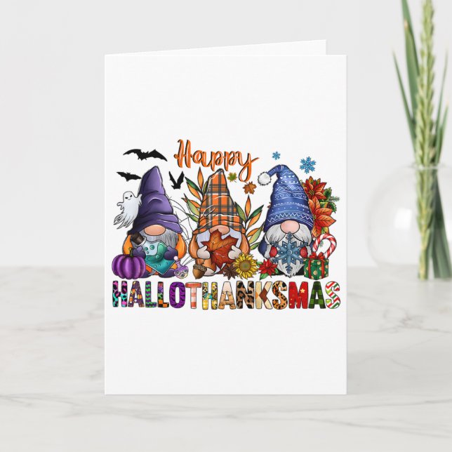 Hallothanksmas Gnomes Halloween Thanksgiving Merry Kort (Framsida)