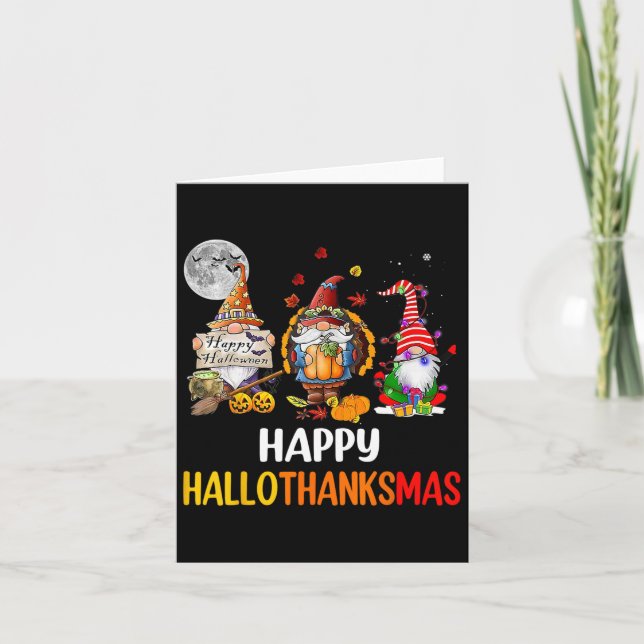 Hallothanksmas Gnomes Halloween Thanksgiving Merry Kort (Framsida)